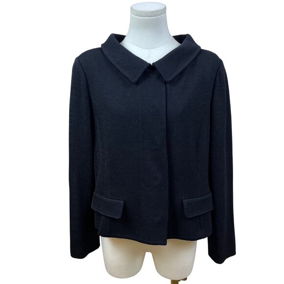 St. John Caviar Women’s Black Textured Blazer Button Front Jacket Sz 12 - Picture 1 of 9